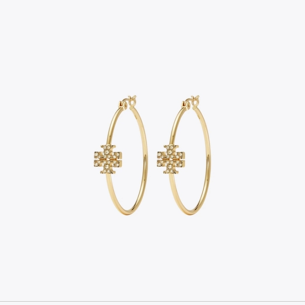 Tory Burch Eleanor Pave Hoop Earrings